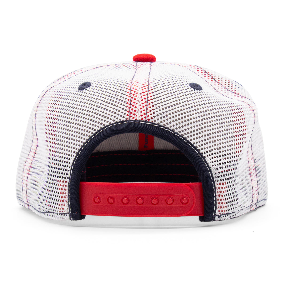 Back view of the Kids Bald Eagle Hat, showing white mesh panels and an adjustable closure.