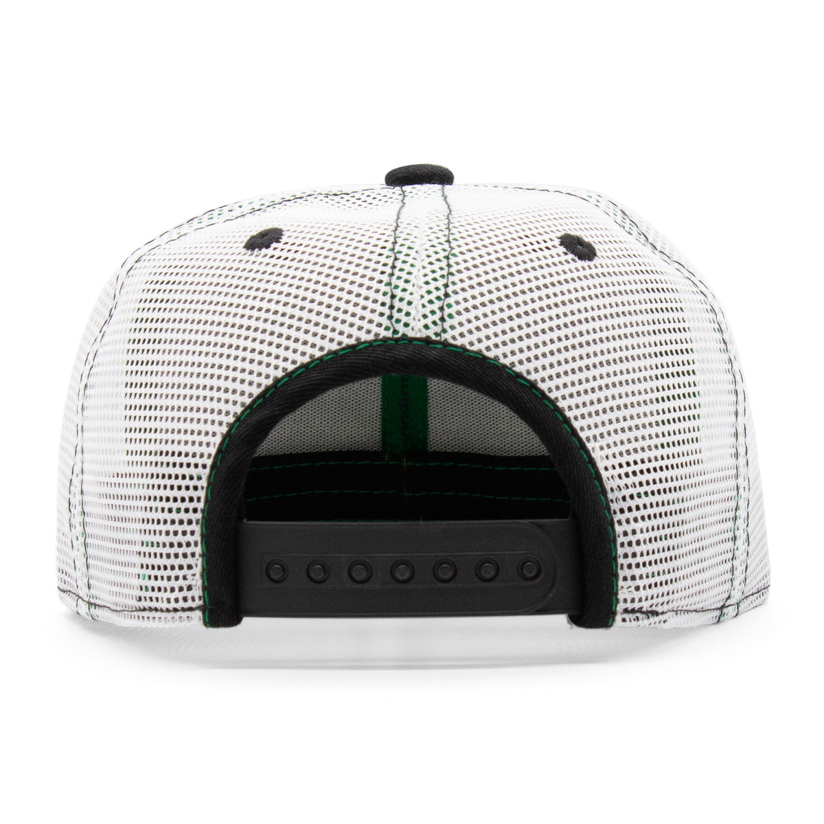 Back view of the Kids Loon Flat Bill Hat, showing white mesh panels and an adjustable closure.
