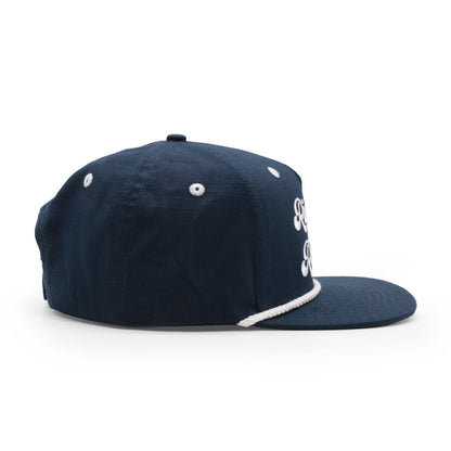 Adult Ride the Rockies Rope Hat royal angled back view
