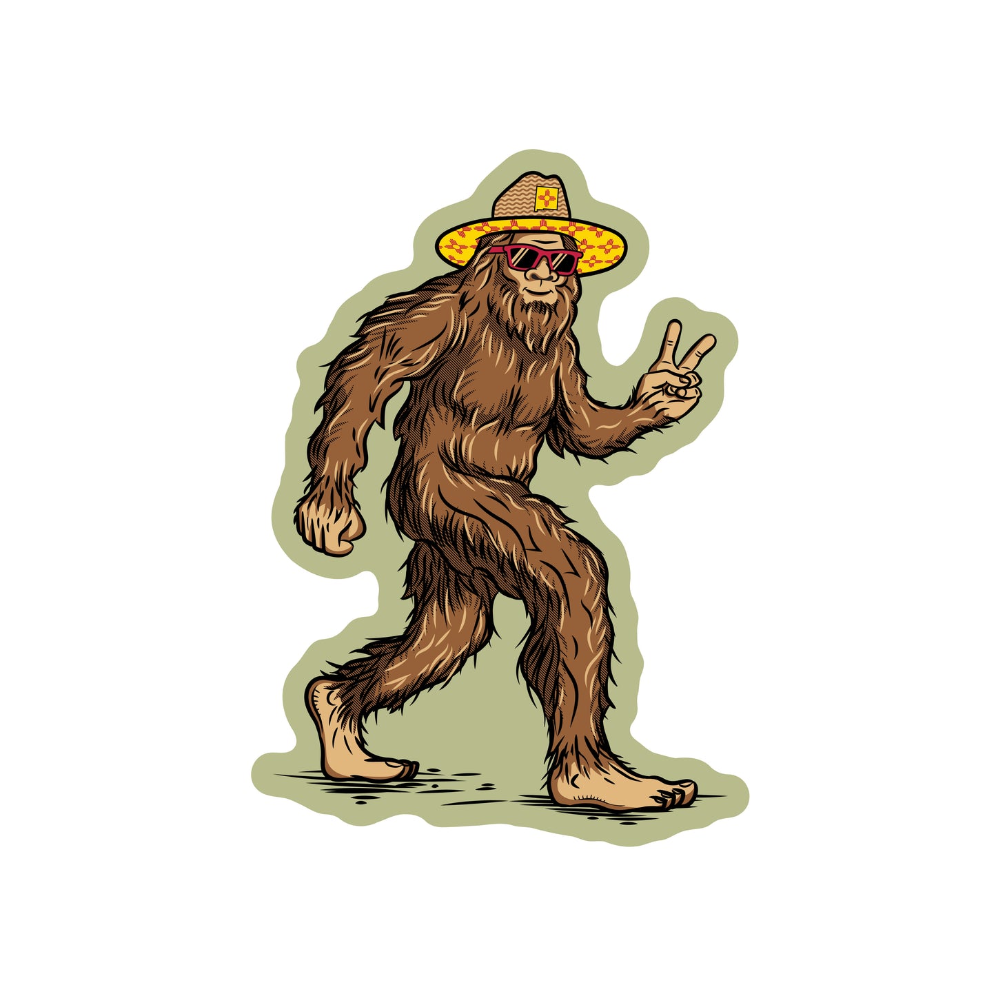 New Mexico Zia Bigfoot Peace Sign