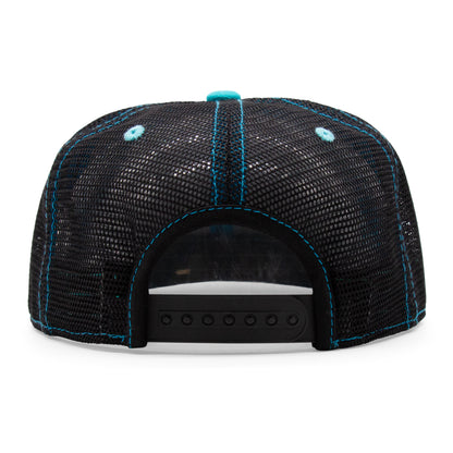 Adult New Mexico Zia Flat Bill Hat - Black/Turquoise - Back