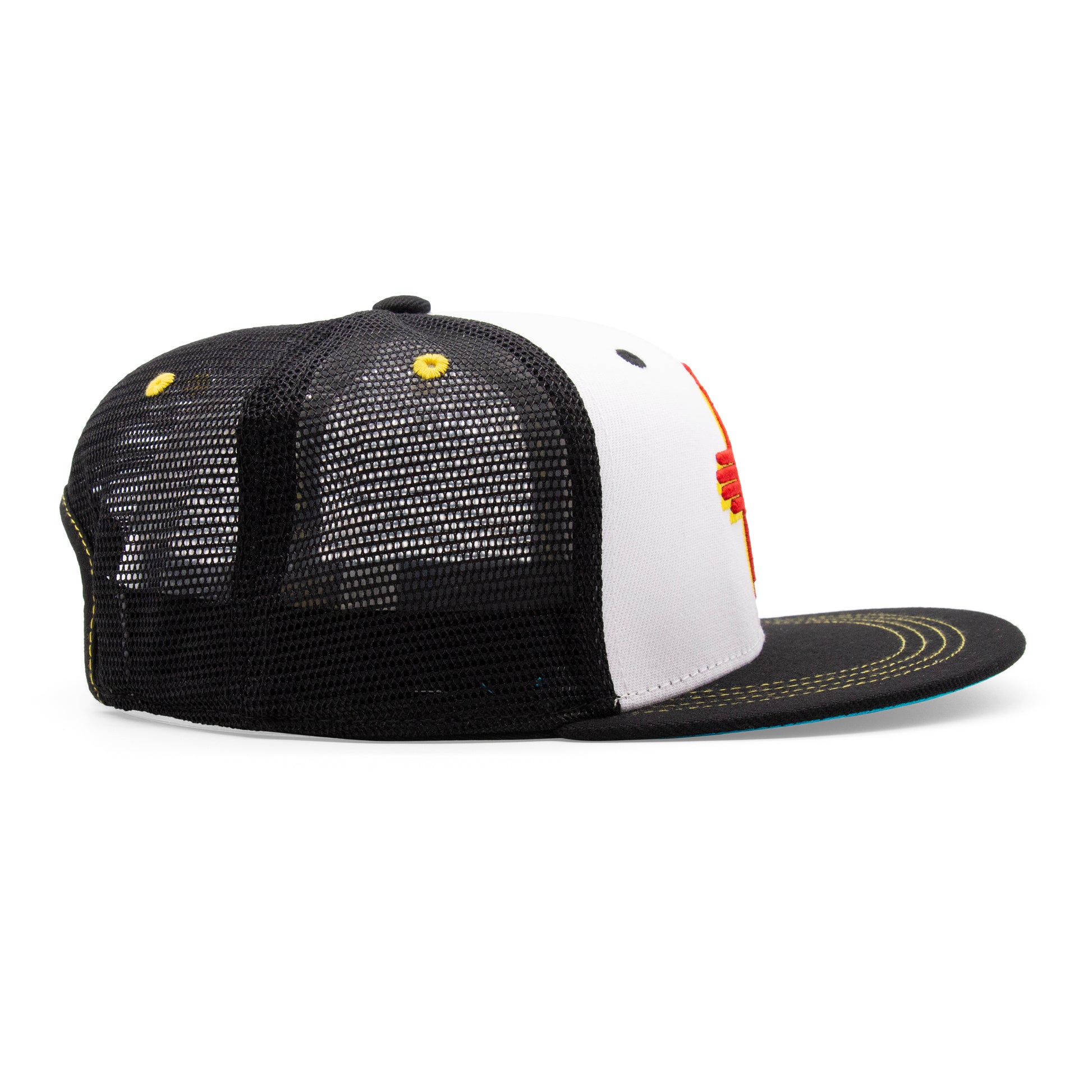Adult New Mexico Zia Flat Bill Hat - Black/White - Right Side