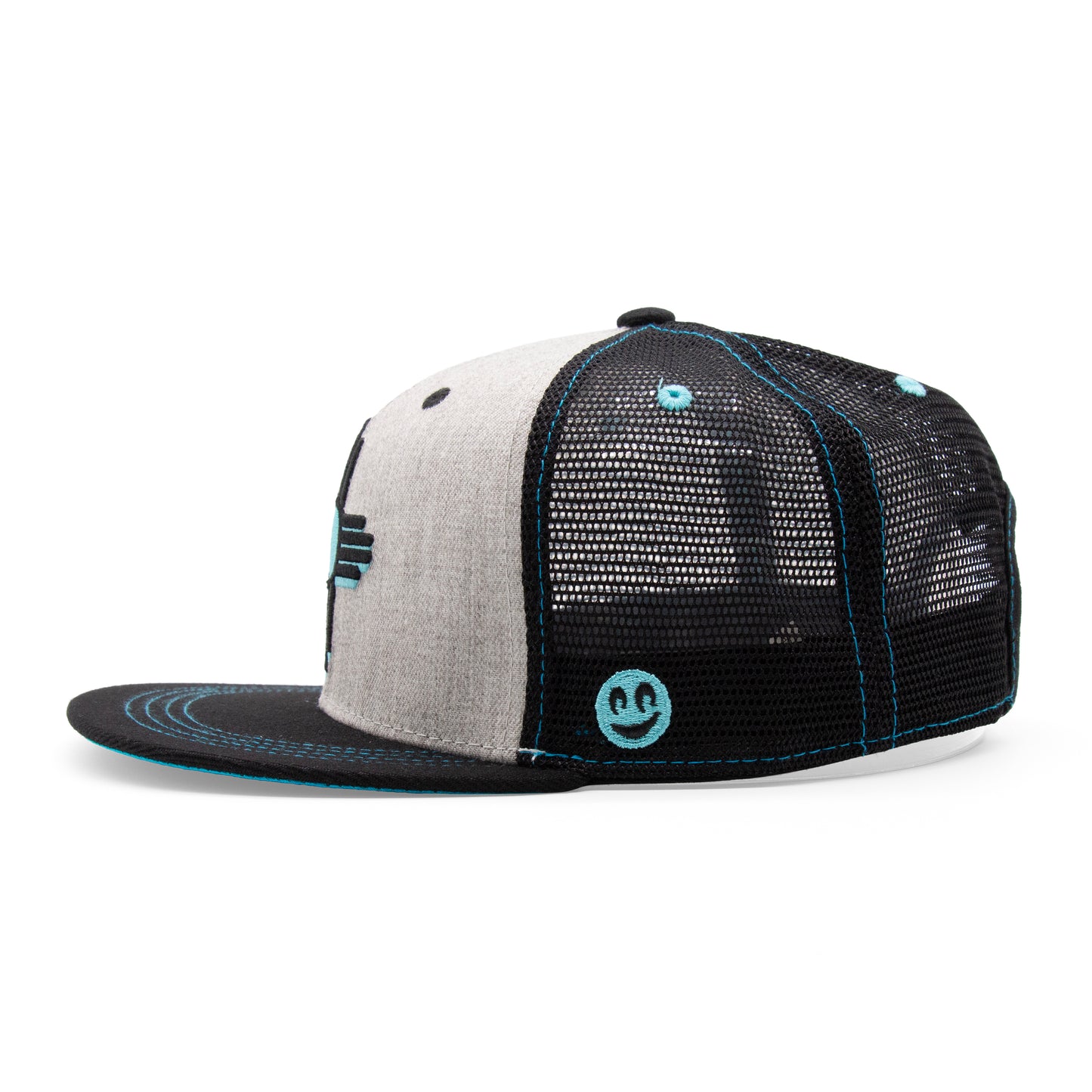 Adult New Mexico Zia Flat Bill Hat - Grey/Black - Left Side