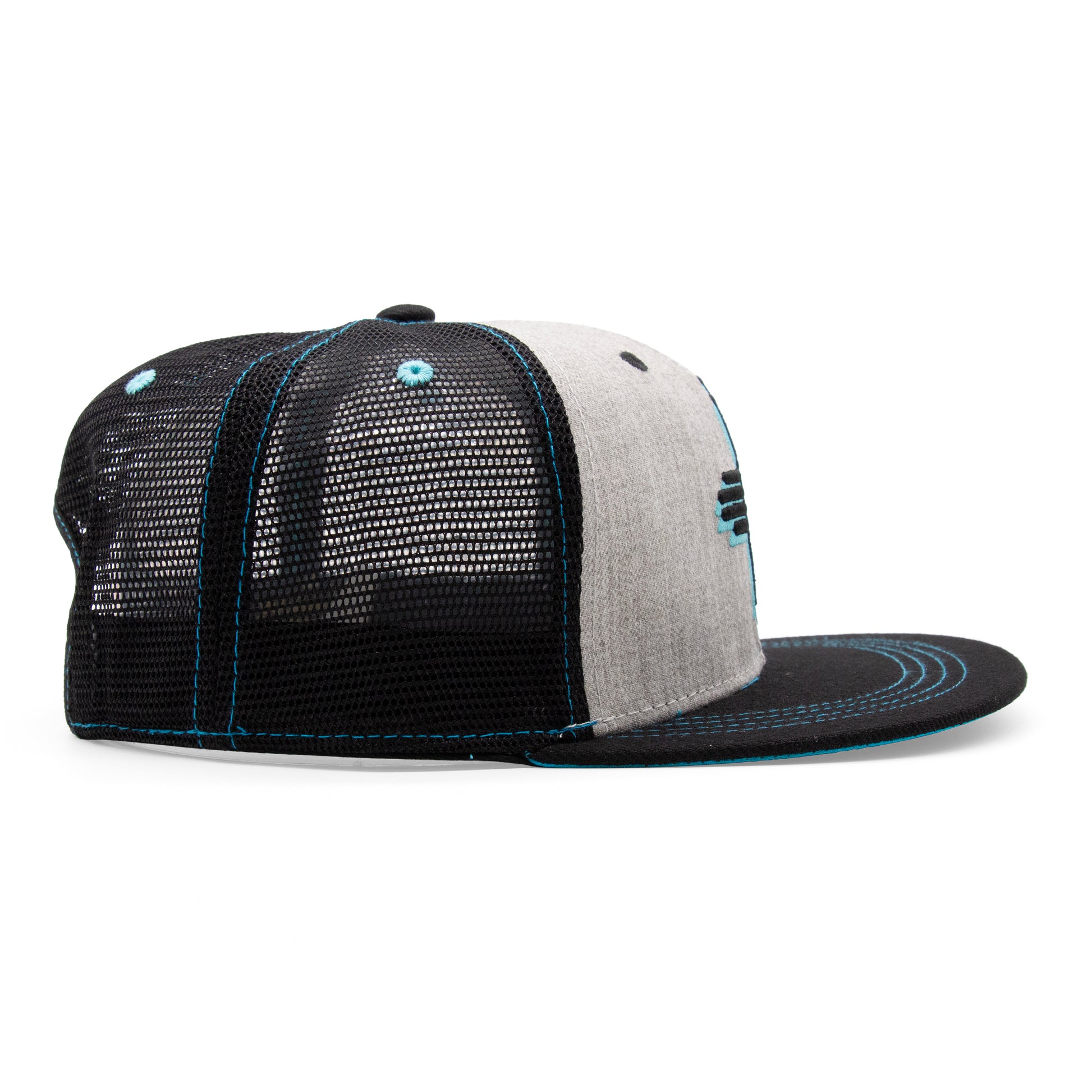 Adult New Mexico Zia Flat Bill Hat - Grey/Black - Right Side