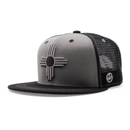 Adult New Mexico Zia Flat Bill Hat - Heather/Black - Angled