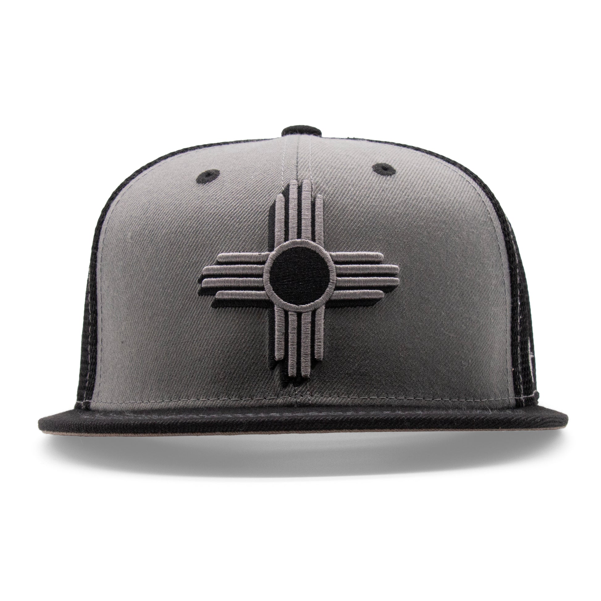 Adult New Mexico Zia Flat Bill Hat - Heather/Black - Front