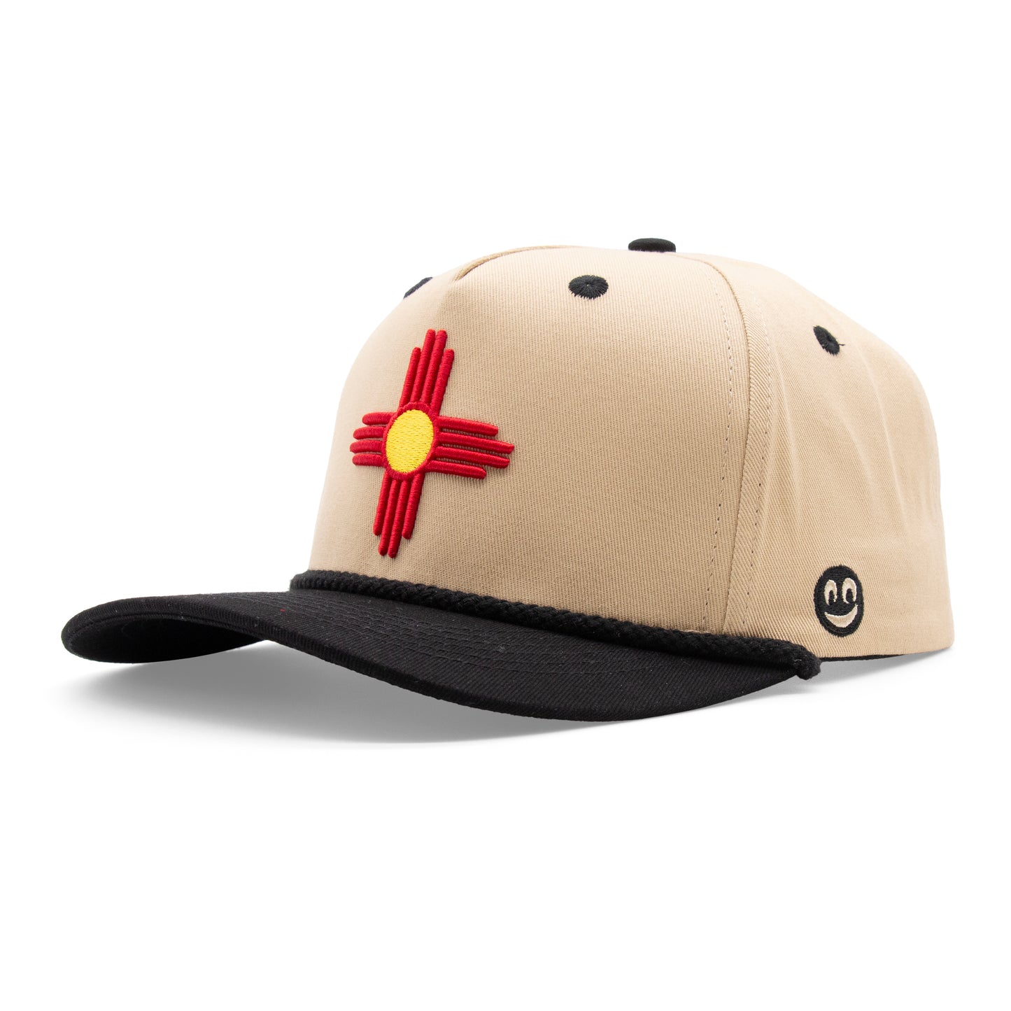 Adult New Mexico Zia Tan/Black Curved Bill Hat