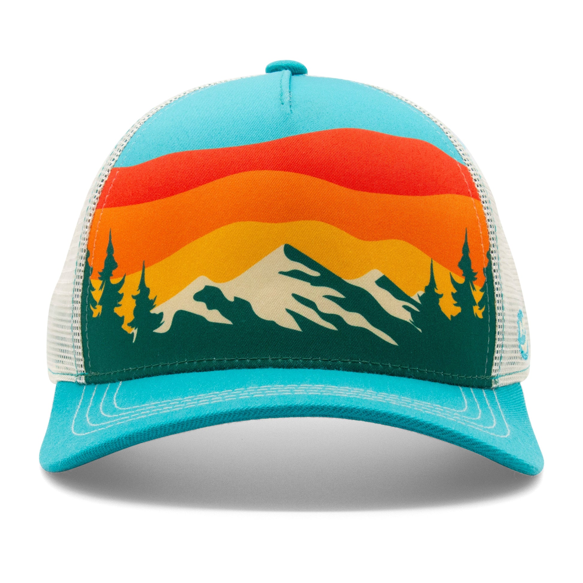 Adult Mountain Tree Tops Low Pro Hat green front view
