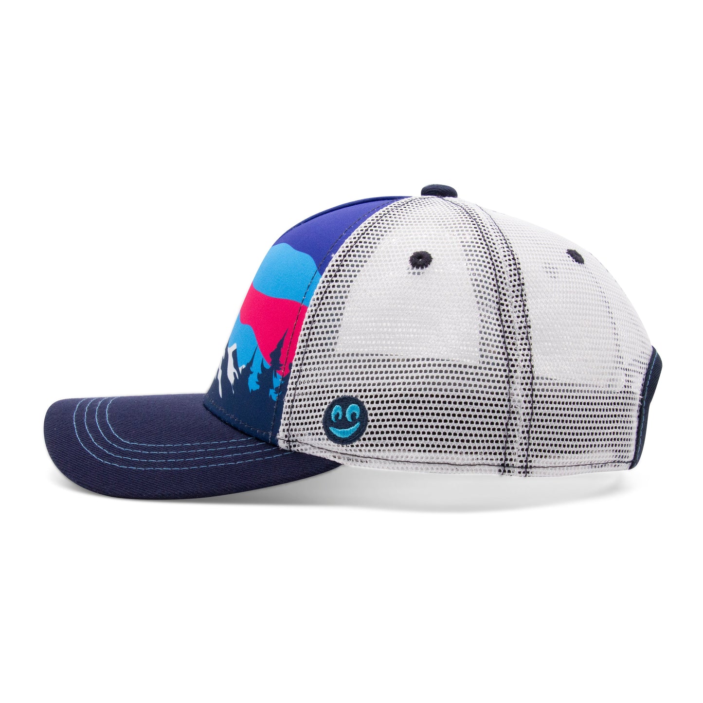 Kids Mountain Tree Tops Curved Bill Hat black left side view