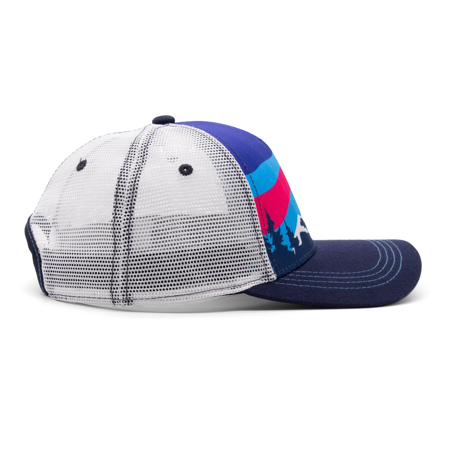 Kids Mountain Tree Tops Curved Bill Hat black right side view