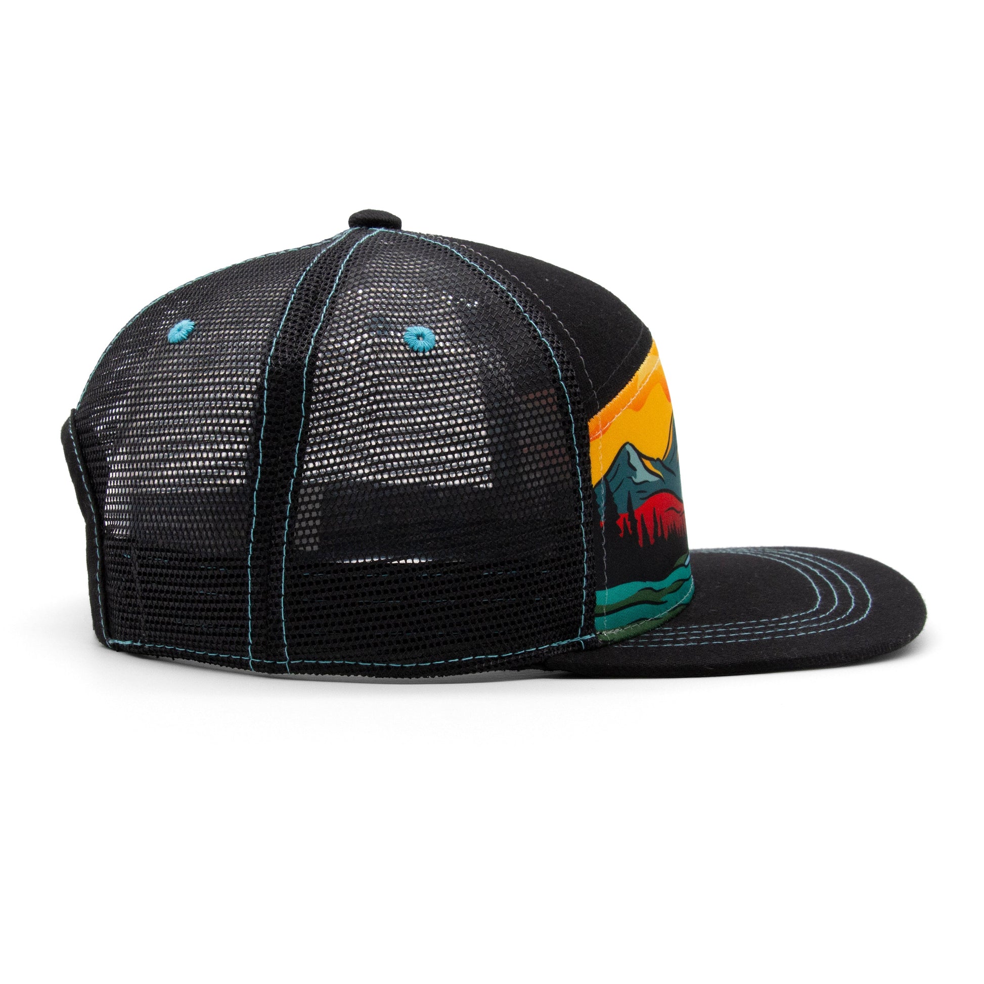 Kids Summer Strokes Camper Hat royal angled back view