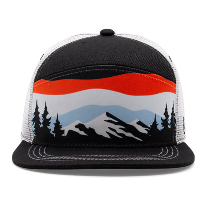 Adult Colorado Mountain Tree Tops Camper Hat black front view