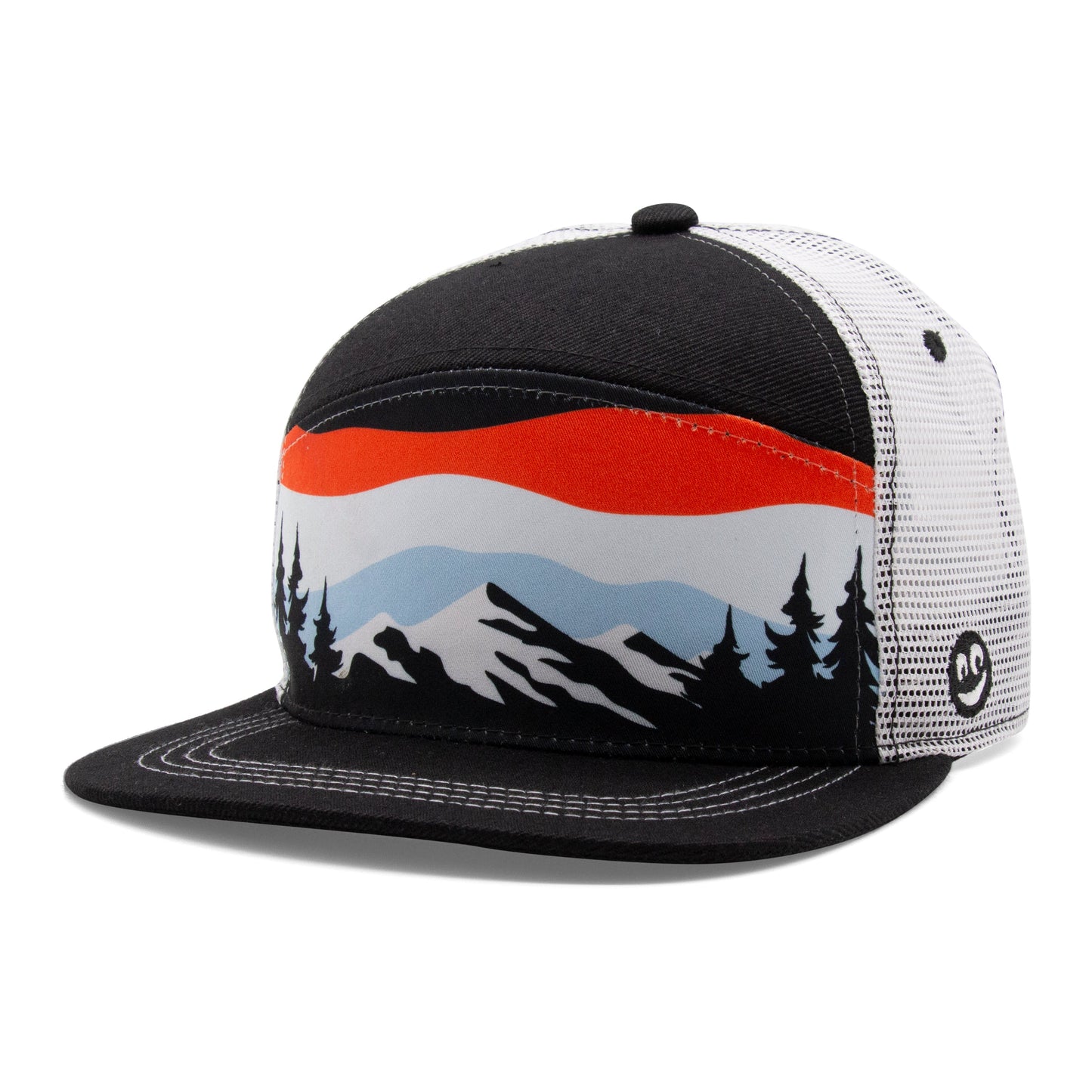 Adult Colorado Mountain Tree Tops Camper Hat navy front view