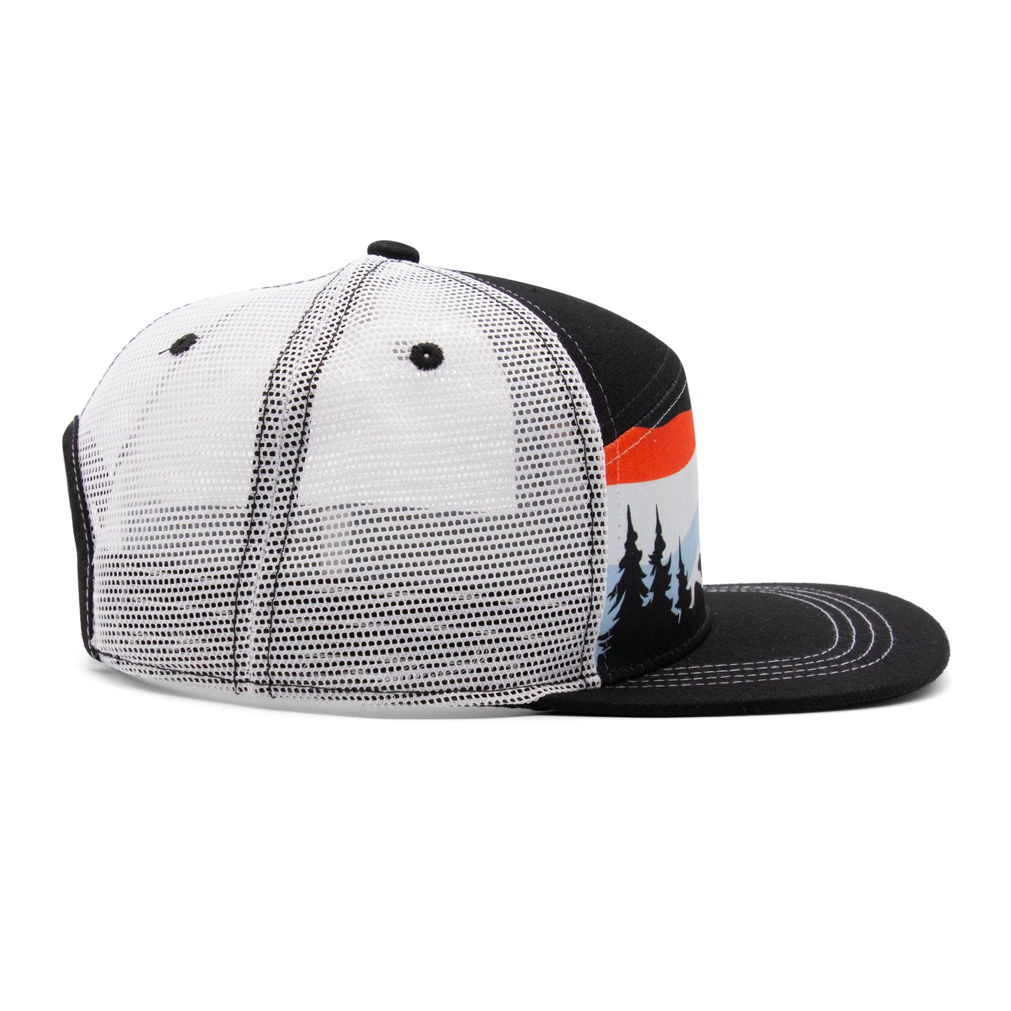Adult Colorado Mountain Tree Tops Camper Hat navy right side view