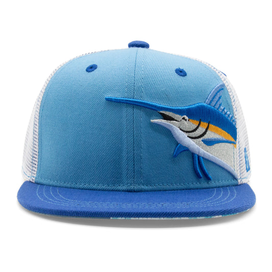 Kids Marlin Flat Bill Hat royal front view