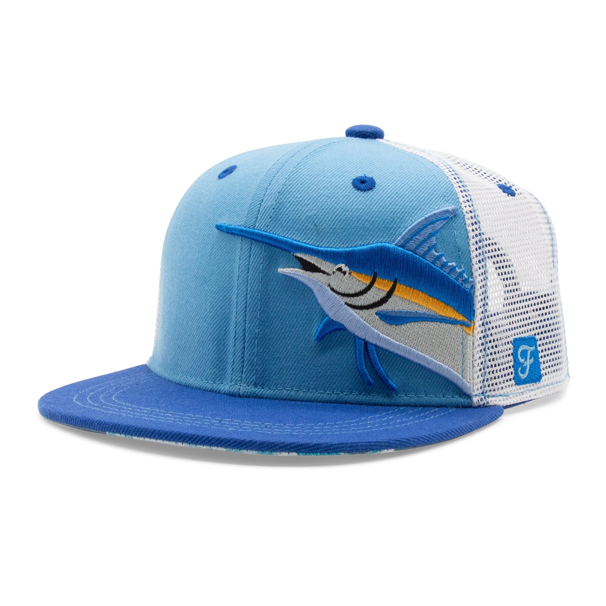 Kids Marlin Flat Bill Hat royal left side view