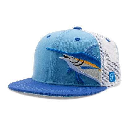 Kids Marlin Flat Bill Hat royal left side view