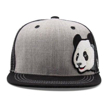 Kids Panda Flat Bill Hat royal front view