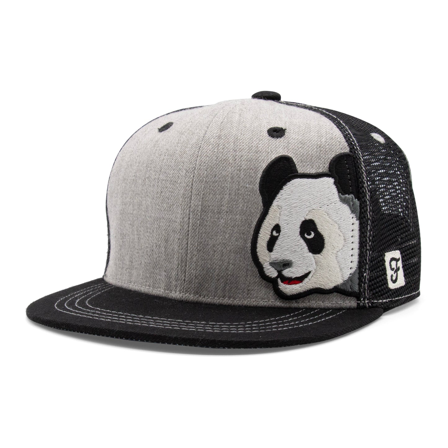 Kids Panda Flat Bill Hat royal left side view