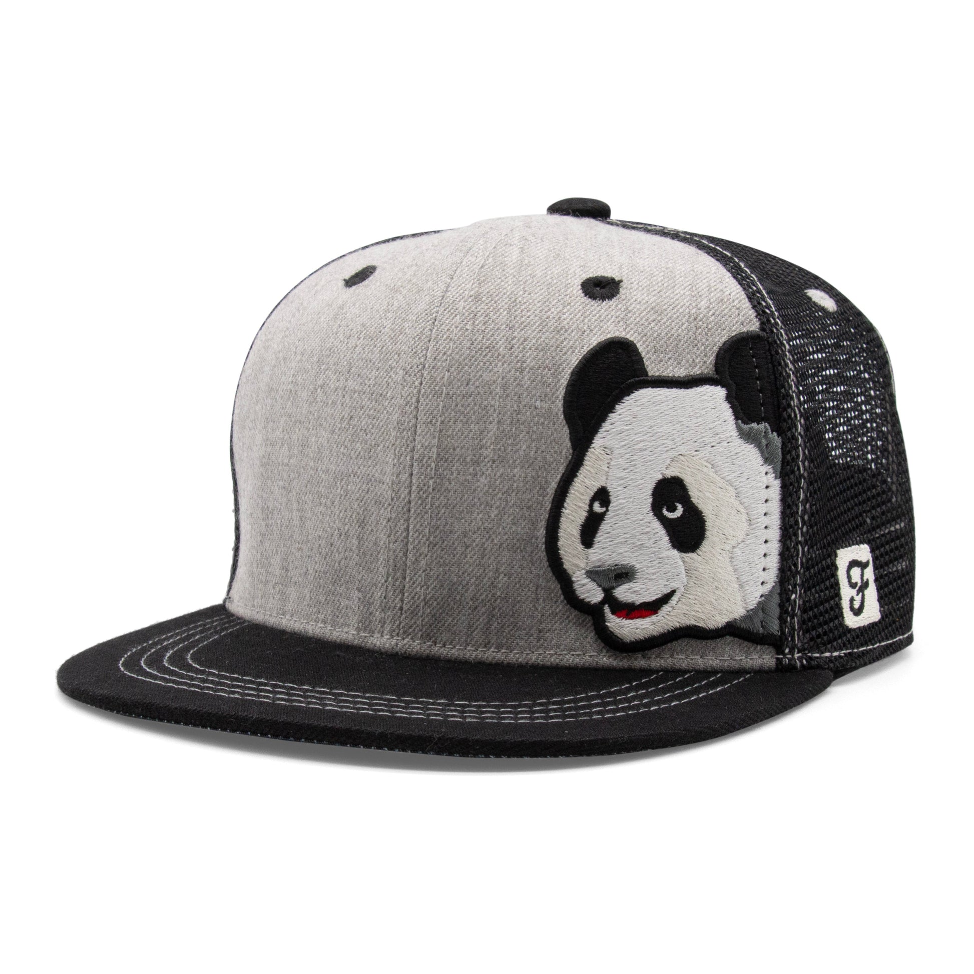 Kids Panda Flat Bill Hat royal left side view