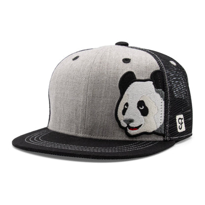 Kids Panda Flat Bill Hat royal left side view