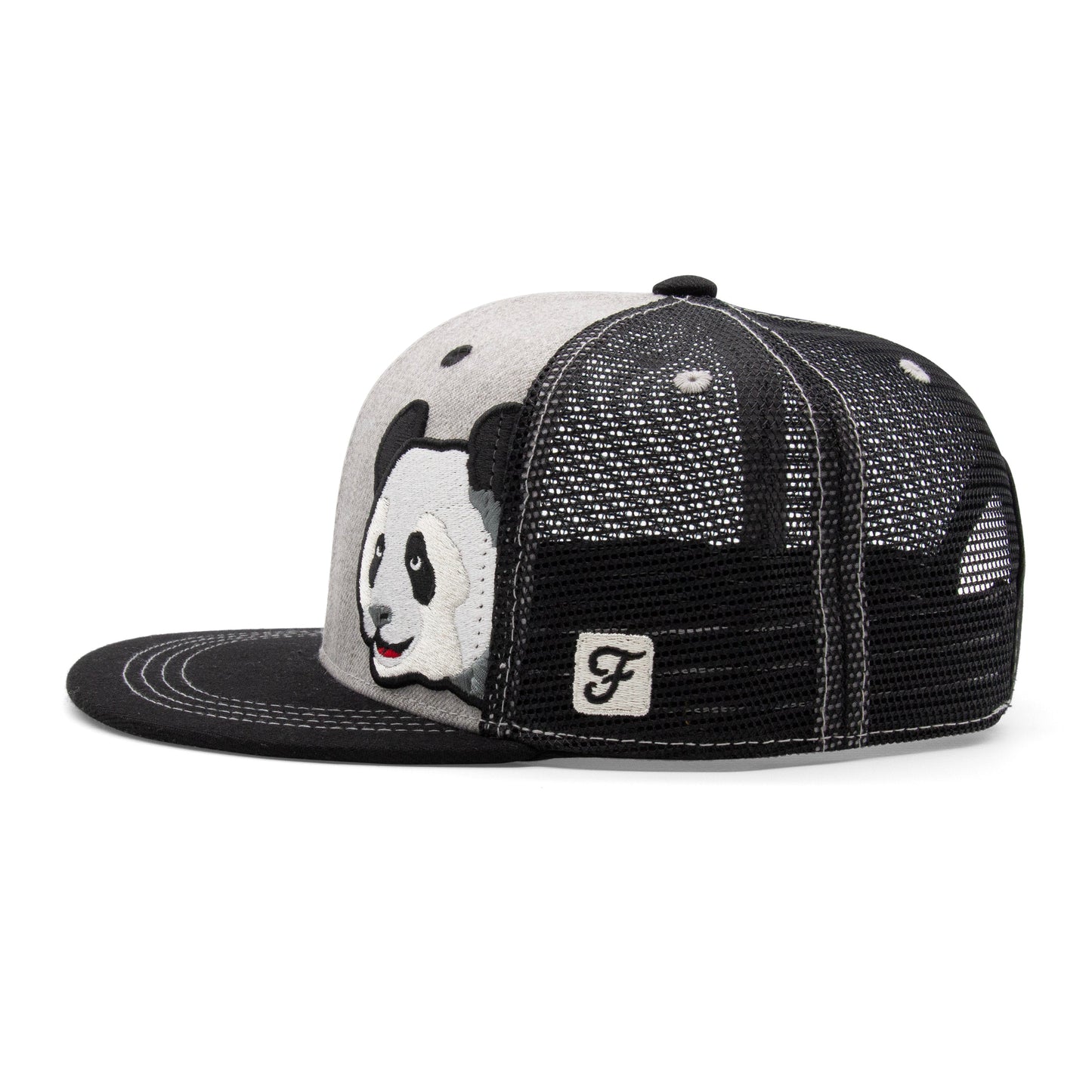Kids Panda Flat Bill Hat royal right side view