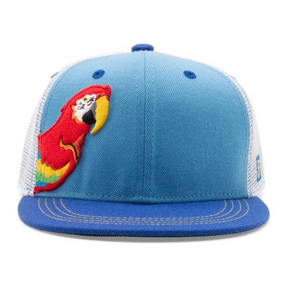 Kids Parrot Flat Bill Hat royal front view
