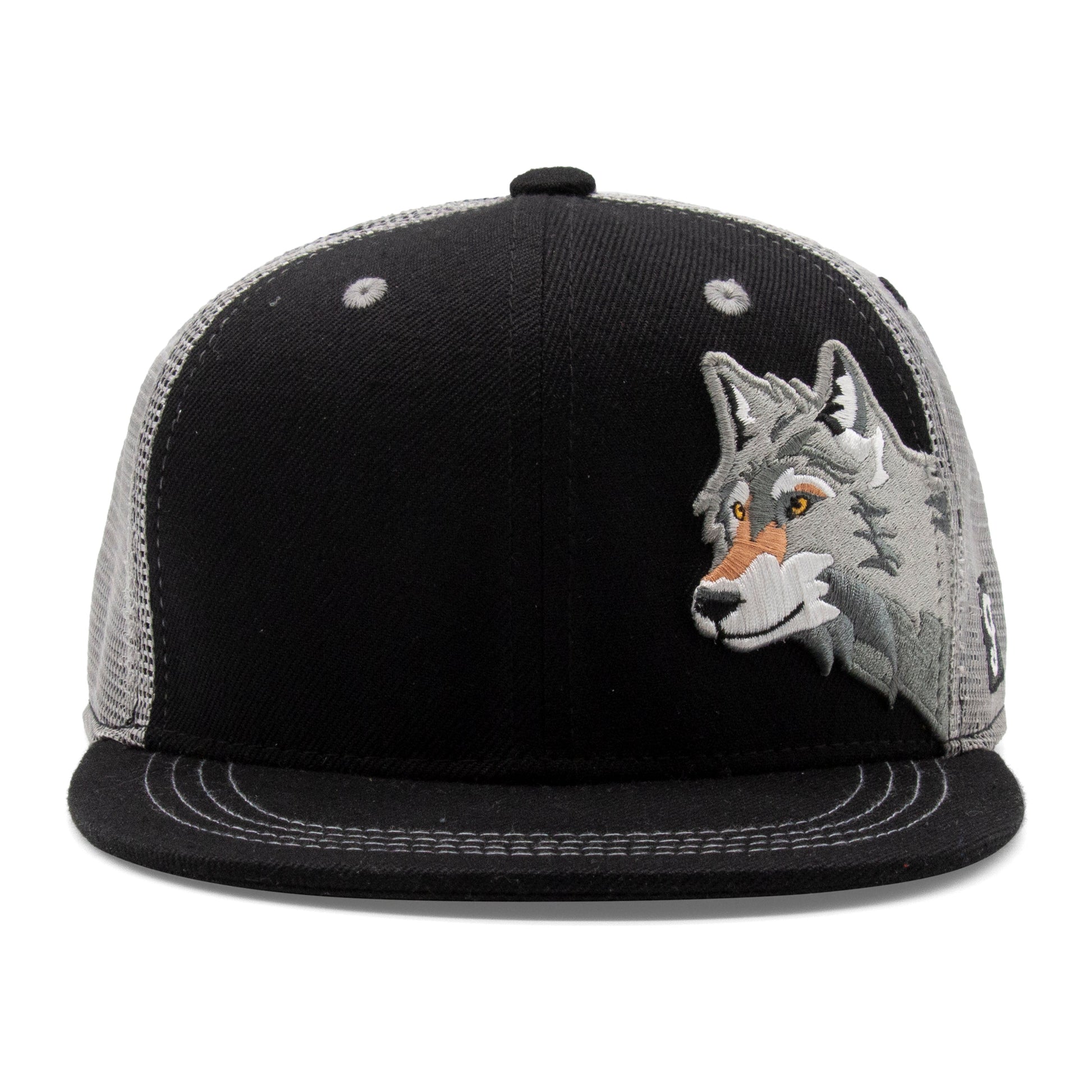Kids Wolf Flat Bill Hat royal front view
