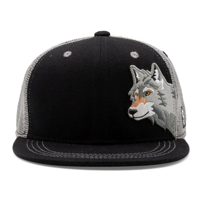 Kids Wolf Flat Bill Hat royal front view