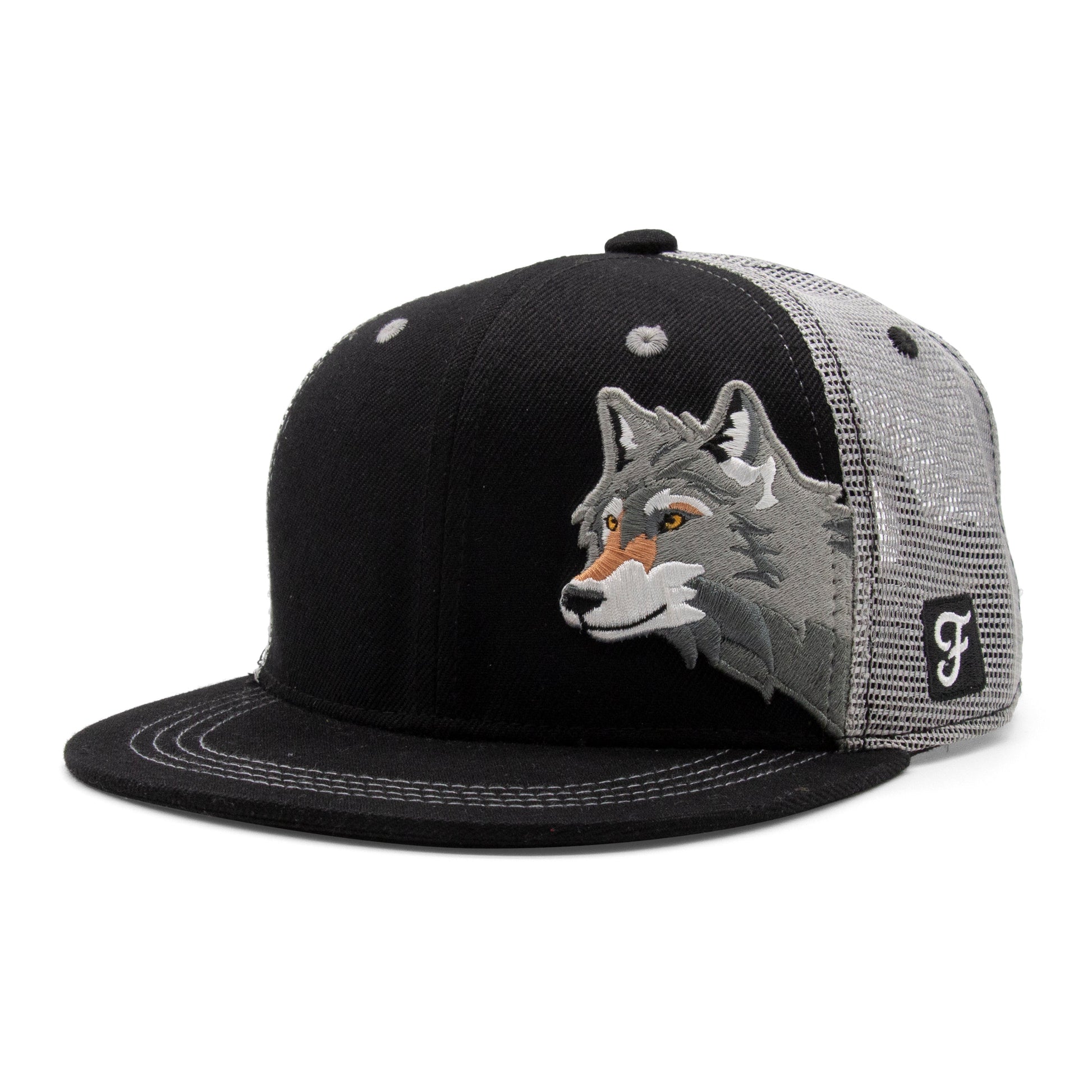 Kids Wolf Flat Bill Hat royal left side view
