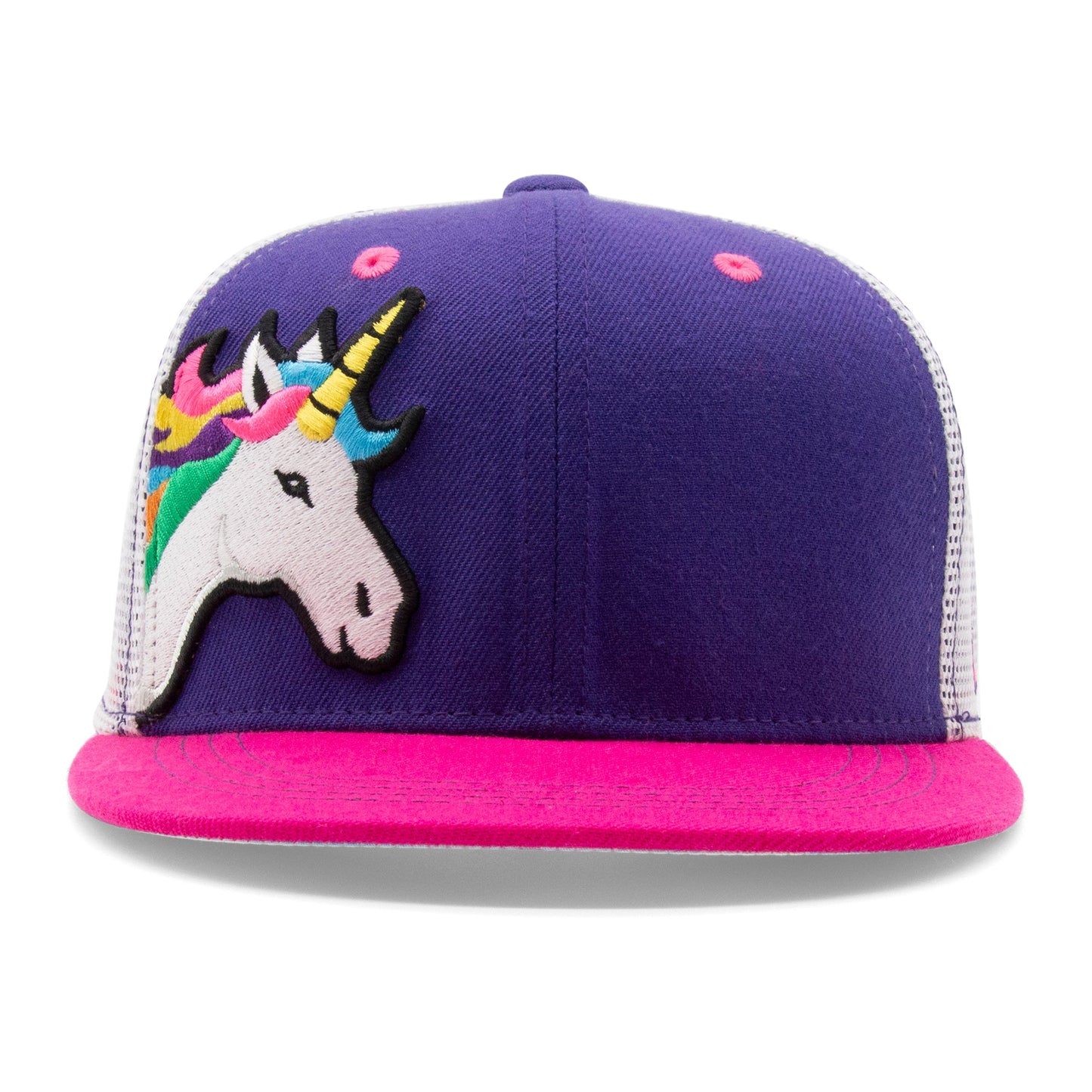 Kids Unicorn Flat Bill Hat royal front view