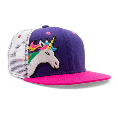 Adult Unicorn Flat Bill Hat royal left side view