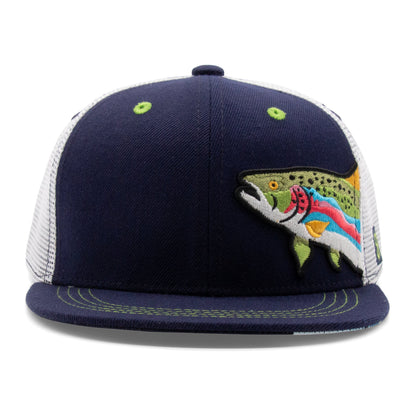 Adult Trout Flat Bill Hat royal front view