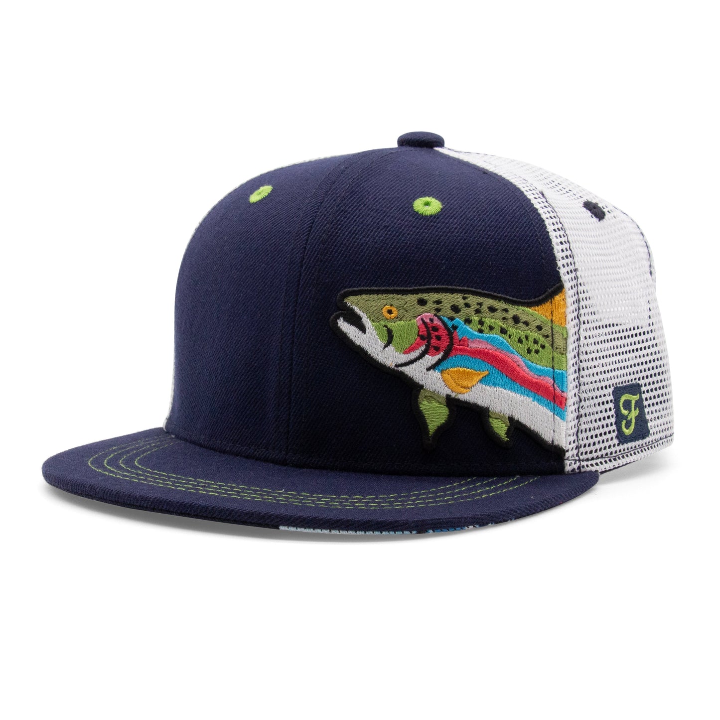 Adult Trout Flat Bill Hat royal left side view