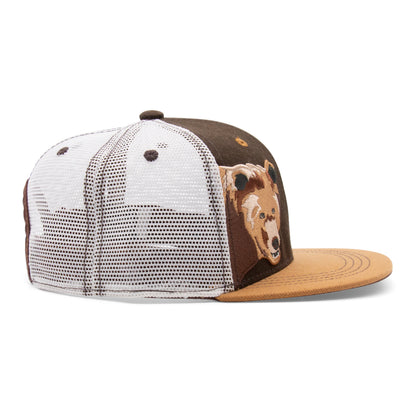 Kids Bear Flat Bill Hat royal angled back view