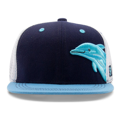 Kids Dolphin Flat Bill Hat royal front view