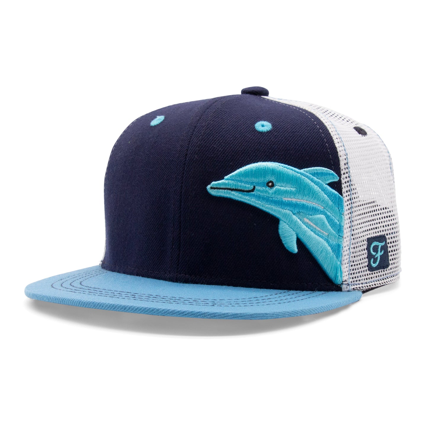Kids Dolphin Flat Bill Hat royal left side view