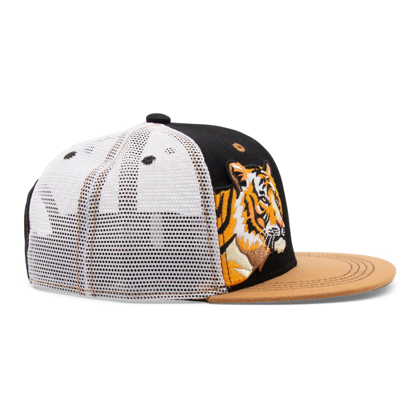 Kids Tiger Flat Bill Hat royal angled back view