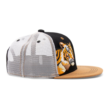 Kids Tiger Flat Bill Hat royal angled back view