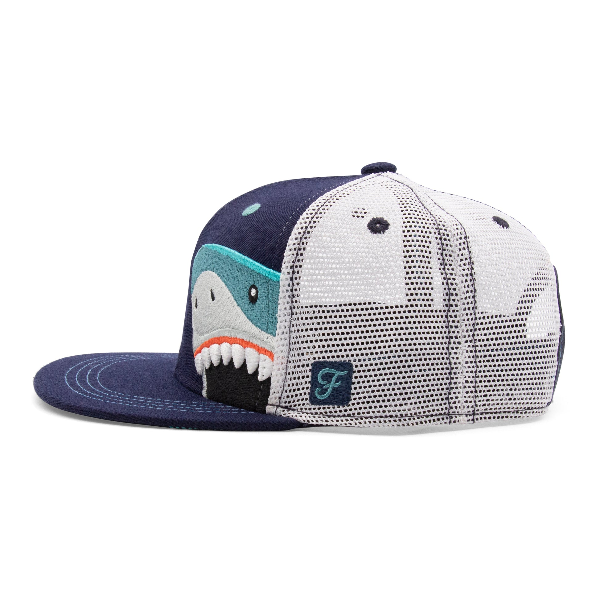 Kids Shark Flat Bill Hat royal right side view