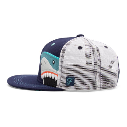 Kids Shark Flat Bill Hat royal right side view