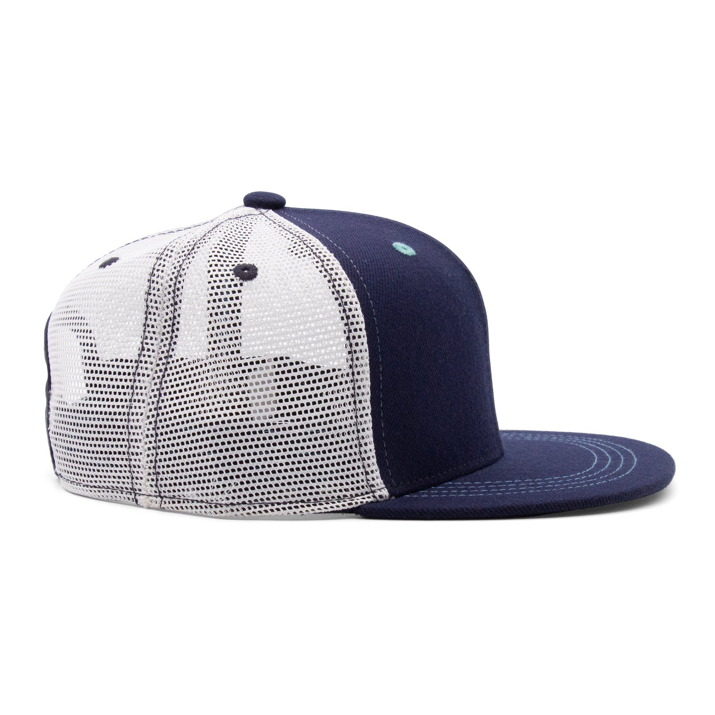 Kids Shark Flat Bill Hat royal angled back view