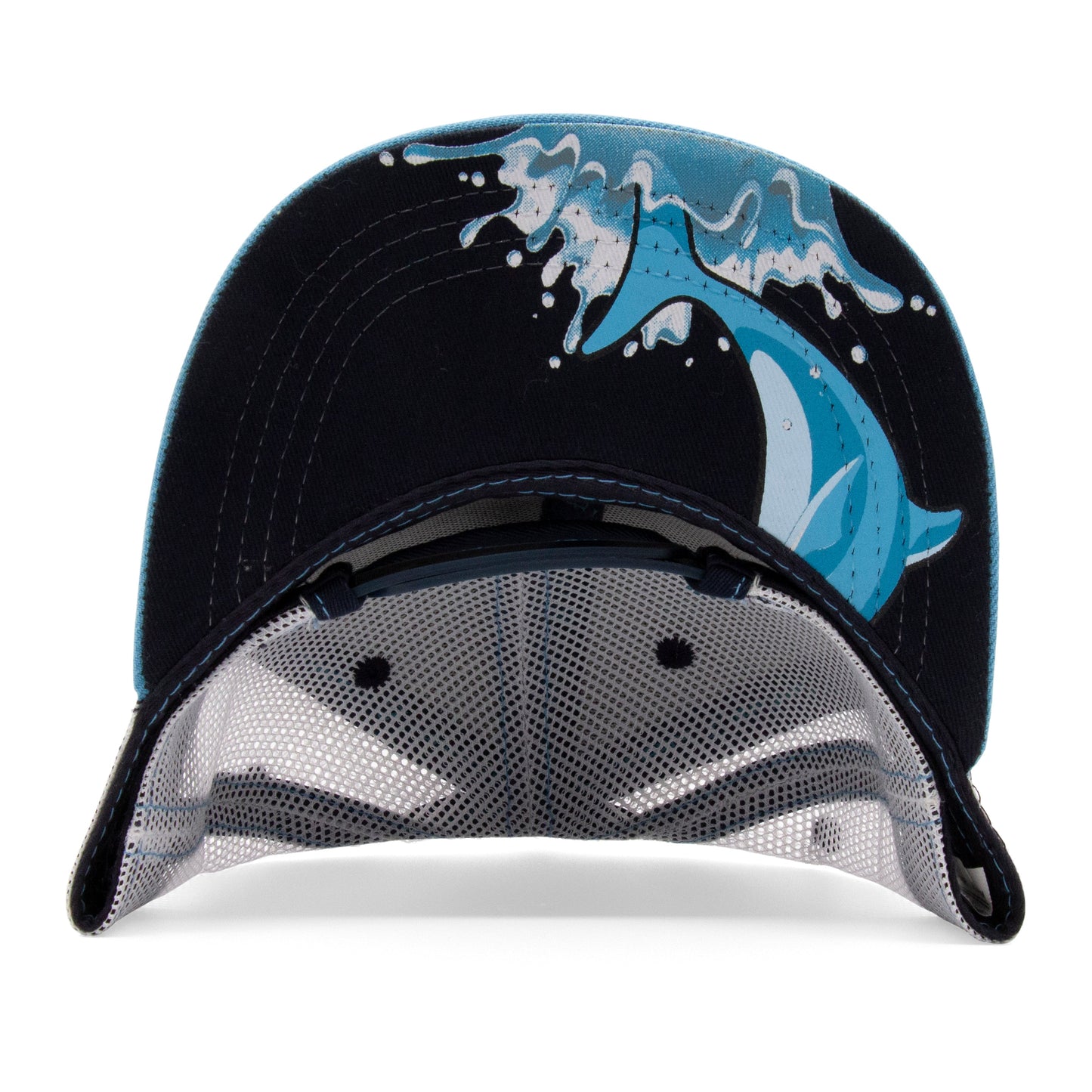 Kids Dolphin Flat Bill Hat royal under-brim view