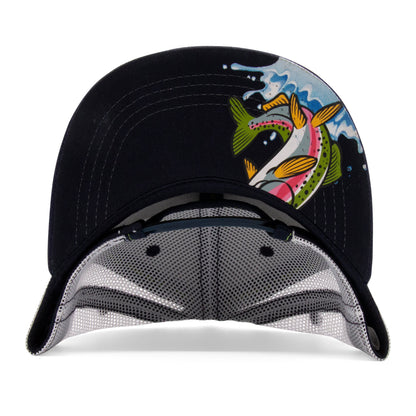 Kids Trout Flat Bill Hat royal under-brim view
