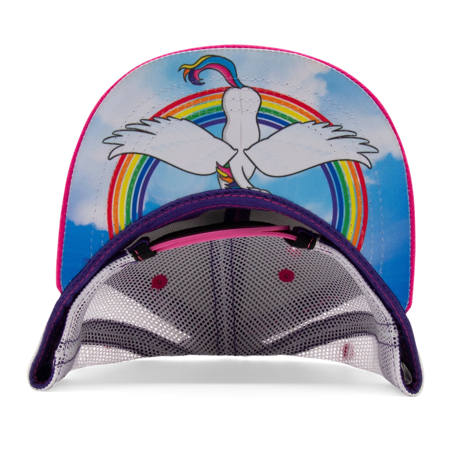 Adult Unicorn Flat Bill Hat royal under-brim view