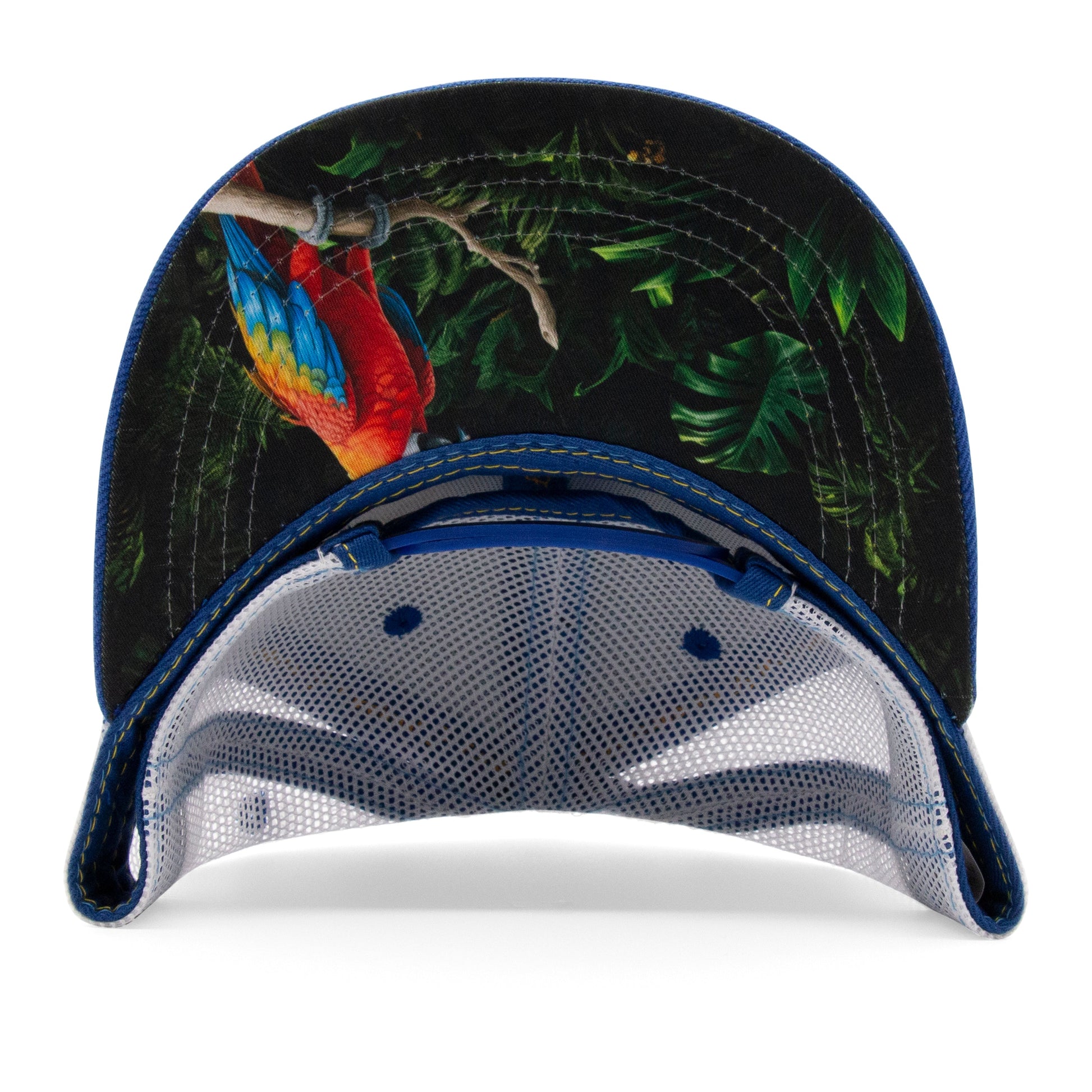Kids Parrot Flat Bill Hat royal under-brim view