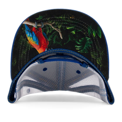 Kids Parrot Flat Bill Hat royal under-brim view