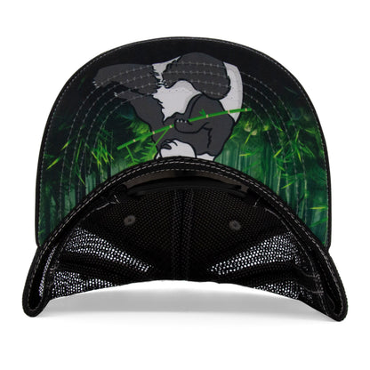 Kids Panda Flat Bill Hat royal under-brim view