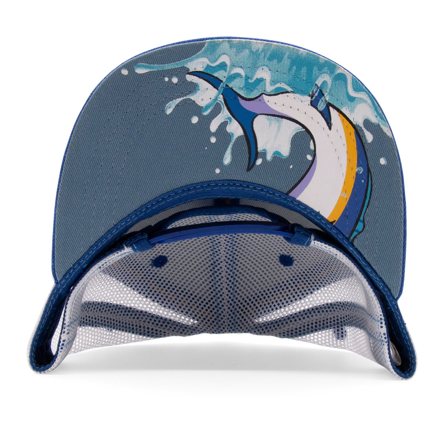 Kids Marlin Flat Bill Hat royal under-brim view