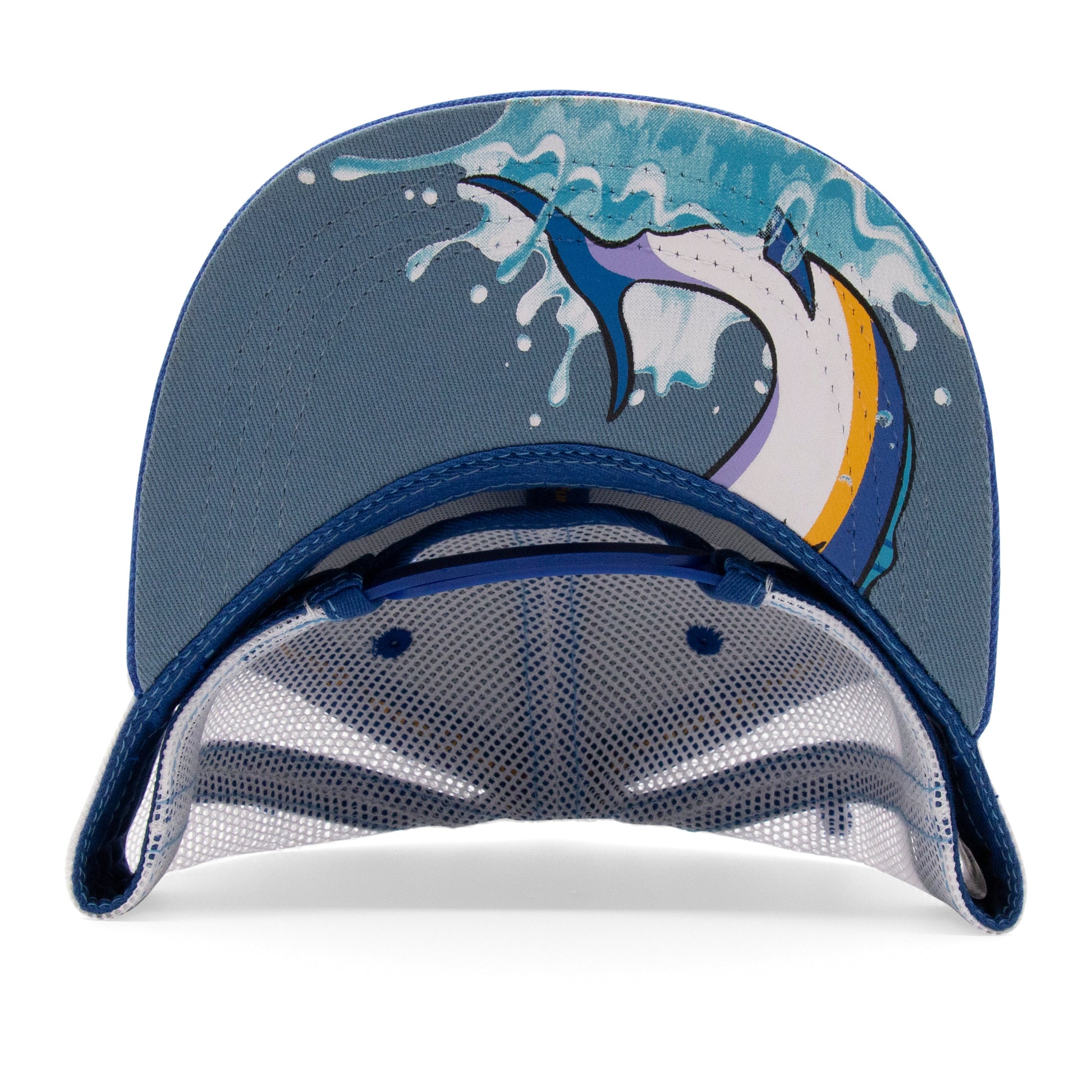 Kids Marlin Flat Bill Hat royal under-brim view